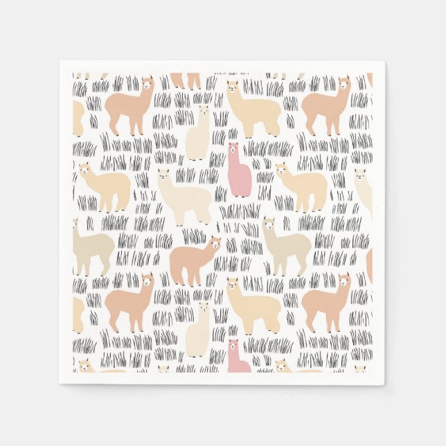 Flock Of Alpacas Pattern Napkin (Front)