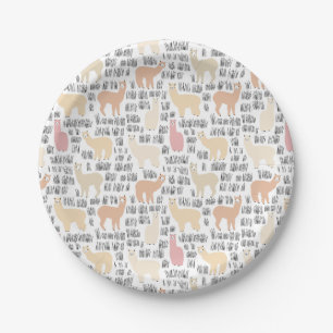 Flock Of Alpacas Pattern Paper Plate