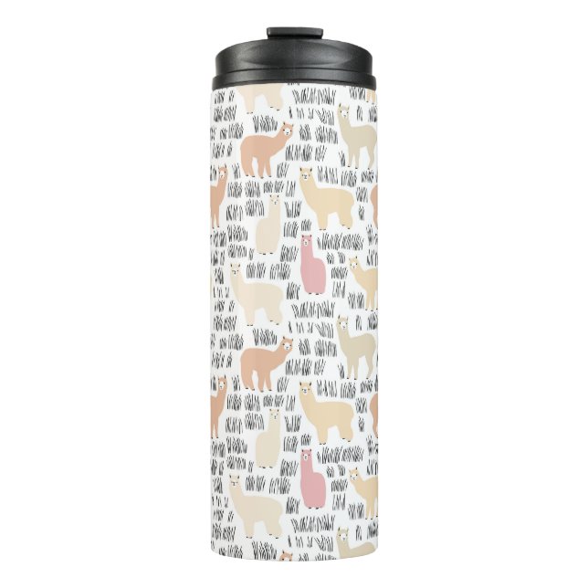 Flock Of Alpacas Pattern Thermal Tumbler (Front)