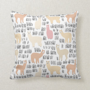 Flock Of Alpacas Pattern Throw Pillow