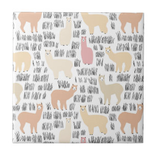 Flock Of Alpacas Pattern Tile