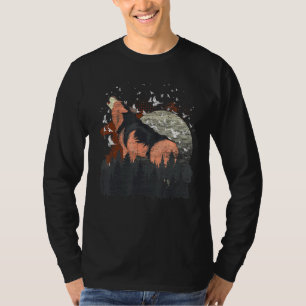 Flock Of Birds Full Moon Predator Forest Animal Tr T-Shirt