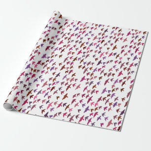 Flock of Birds in Pink and Purple Wrapping Paper