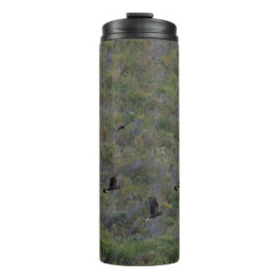 Flock of black cockatoos thermal tumbler