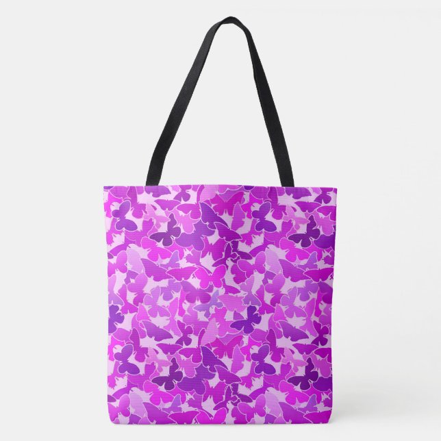Flock of Butterflies, Amethyst, Violet and Orchid Tote Bag (Front)