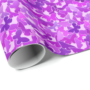 Flock of Butterflies, Amethyst, Violet and Orchid Wrapping Paper