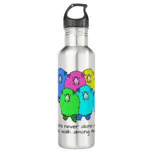 Flock of cartoon coloured sheep personalized 710 ml water bottle