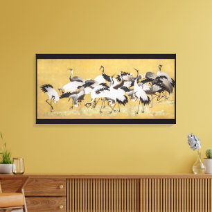 Flock of Cranes (right side) by Ishida Yutei Canvas Print