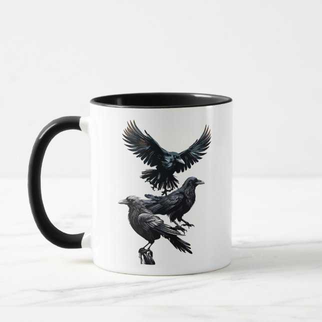 Flock of Crows Corvid Bird  Logo  Mug (Left)