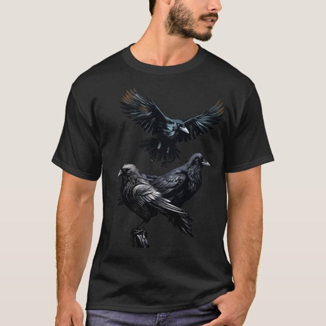 Flock of Crows Corvid Bird  Logo  T-Shirt (Front)