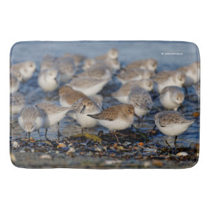 Flock of Dunlins and Sanderlings at the Beach Bath Mat