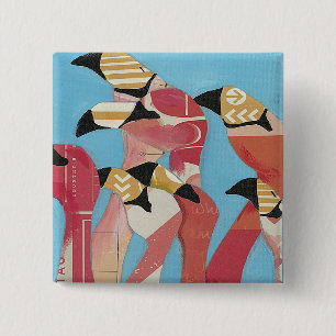 Flock of Flamingos 2 Inch Square Button