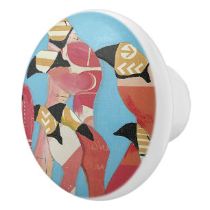 Flock of Flamingos Ceramic Knob