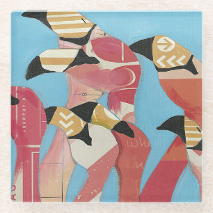 Flock of Flamingos Glass Coaster