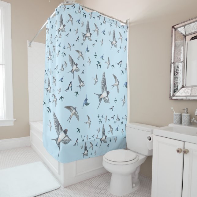 Flock Of Flying Swallow Birds Illustration (In Situ)