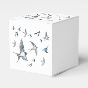 Flock Of Flying Swallow Birds Illustration Favor Box