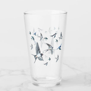 Flock Of Flying Swallow Birds Illustration Glass