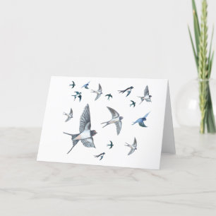 Flock Of Flying Swallow Birds Illustration Holiday Card