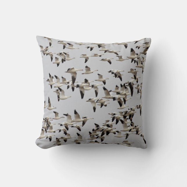 Flock of Geese in Flight Throw Pillow (Front)