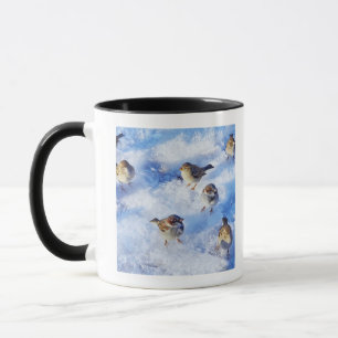 Flock of House Sparrows 'Passer domesticus' on Mug