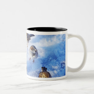 Flock of House Sparrows 'Passer domesticus' on Two-Tone Coffee Mug