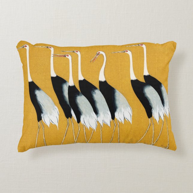 FLOCK OF JAPANESE CRANES    ACCENT PILLOW (Front)