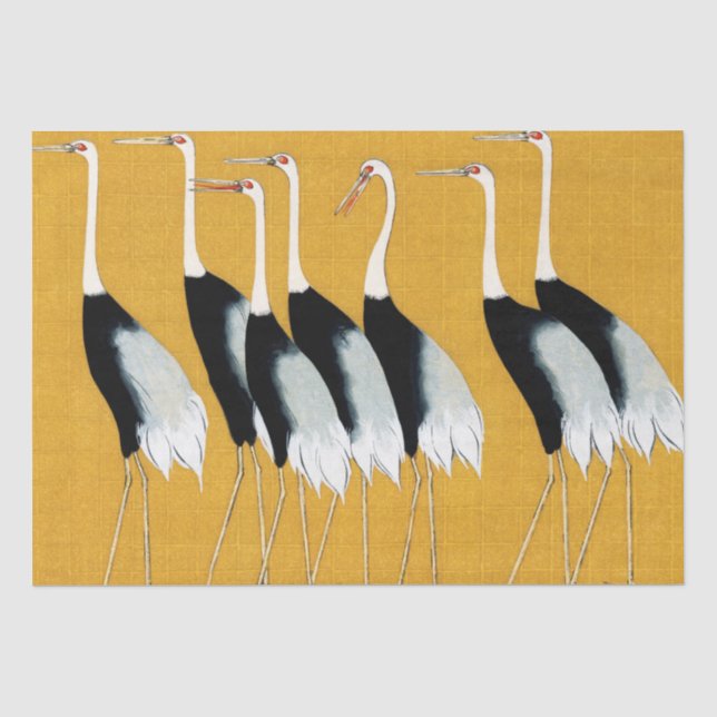 FLOCK OF JAPANESE CRANES  TISSUE PAPER (Front)