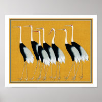 Flock of Japanese Red Crown Crane by Ogata Korin