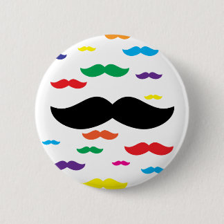 flock of moustache RAINBOW 2 Inch Round Button