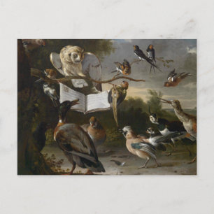 Flock of musical birds painting card