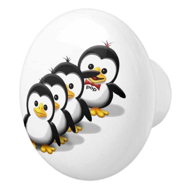 Flock of Penguins Ceramic Knob (Right)