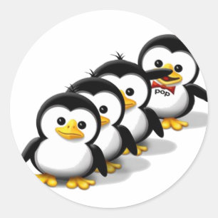 Flock of Penguins Classic Round Sticker