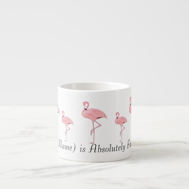 Flock of Pink Flamingos Custom Name Espresso Cup (Front)