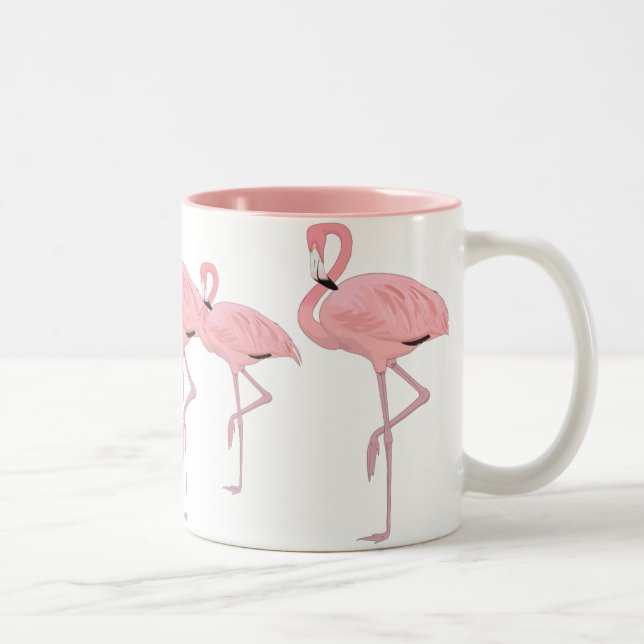 flock of pink flamingos Two-Tone coffee mug (Right)