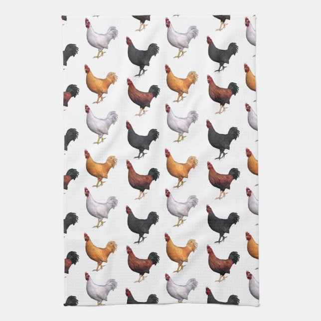 Flock Of Roosters Kitchen Towel (Vertical)