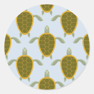 Flock Of Sea Turtles Pattern Classic Round Sticker