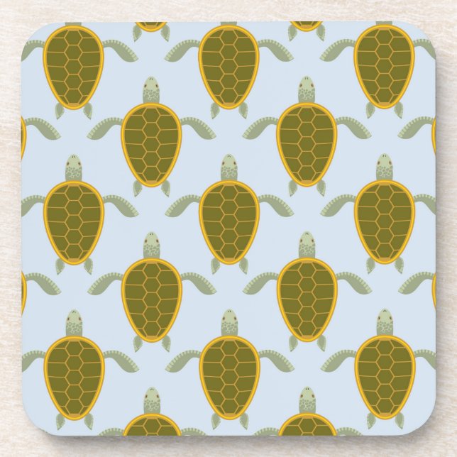 Flock Of Sea Turtles Pattern Coaster (Front)