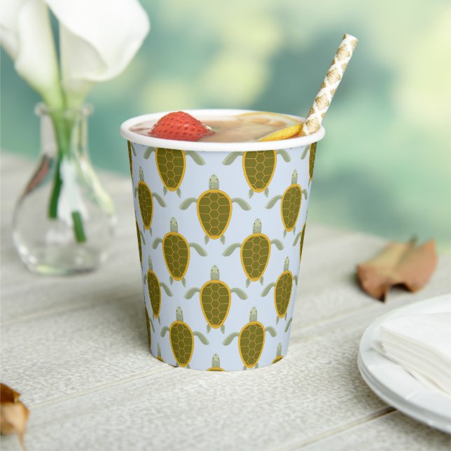 Flock Of Sea Turtles Pattern Paper Cups (Insitu)