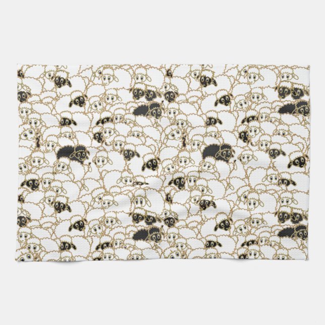 flock of sheep kitchen towel (Horizontal)
