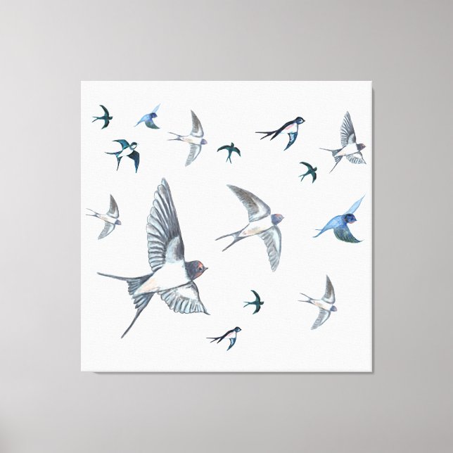  Flock of swallow birds flying  Canvas Print (Front)