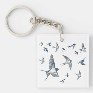  Flock of swallow birds flying  Keychain
