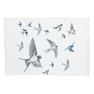 Flock of swallow birds flying Pillowcase