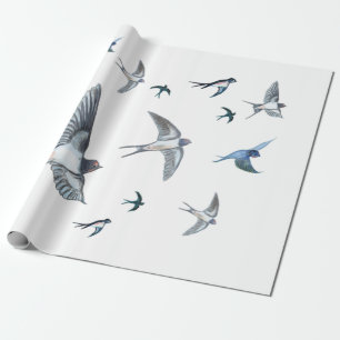 Flock of swallow birds flying Wrapping Paper