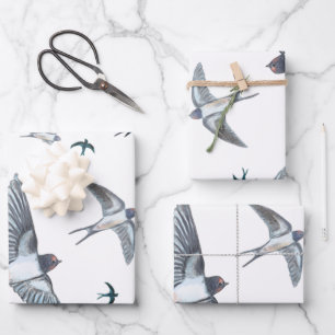  Flock of swallow birds flying   Wrapping Paper Sheet
