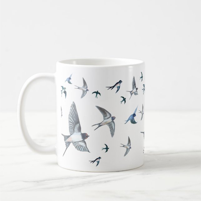 Flock of swallows coffee mug (Left)