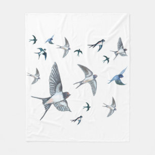 Flock of Swallows in Flight Fleece Blanket