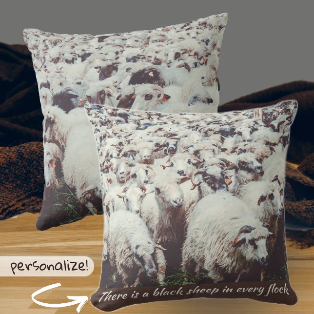 Flock of white & black sheep throw pillow (Creator Uploaded)