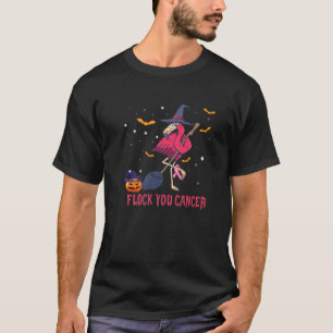 Flock You Breast Cancer Funny Witch Flamingo Hallo T-Shirt