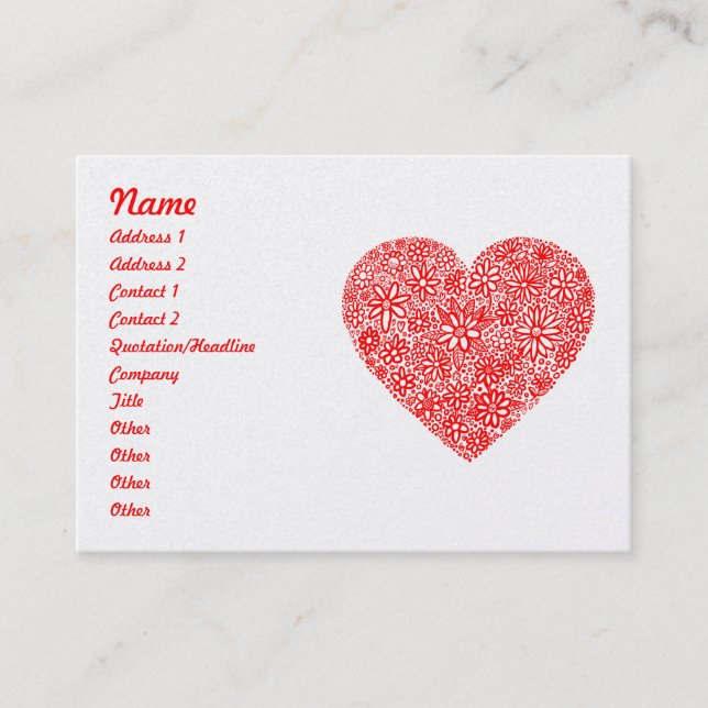 Flocked Heart - Gold Business Card (Front)