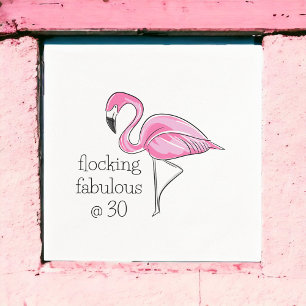 Flocking Fabulous at Thirty Pink Flamingo Birthday Napkin